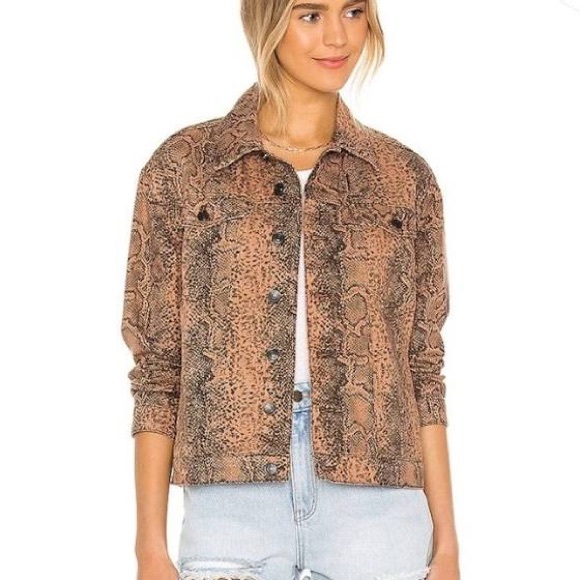 Free People Snake Print Trucker Jacket - Picture 2 of 8